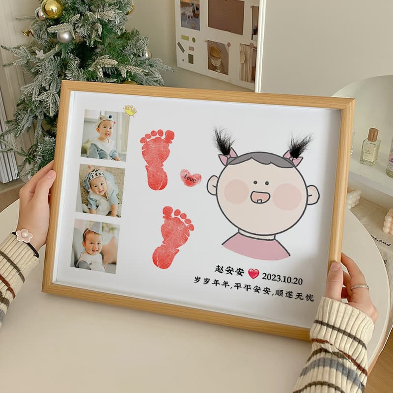 Baby Hair Frame Newborn Infant Hair Keepsake Hand and Footprint DIY Kit for Boys and Girls Photo