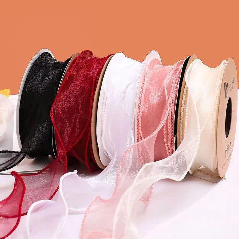 Fish Tail Gauze Bouquet Wrapping Ribbon 4cm Width Floral Gift Box Decoration Ribbon DIY 9m Long Fresh Flowers