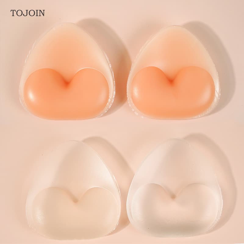 Factory Direct Bikini Silicone Chest Pads Heart-shaped Bra Inserts Push-up Invisible Silicone Pads Clear Silicone Pads
