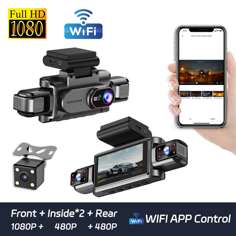 Cross-border new four-record 1080P driving recorder HD night vision wide-angle WiFi connection car recorder DVR