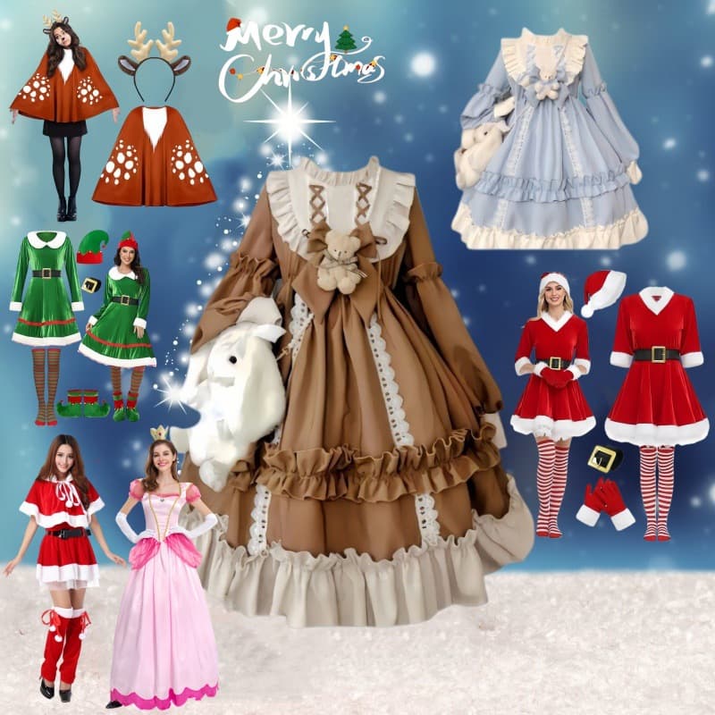 Cute and stylish new princess dress/cosplay outfit for Christmas, long-sleeved Lolita everyday dress.