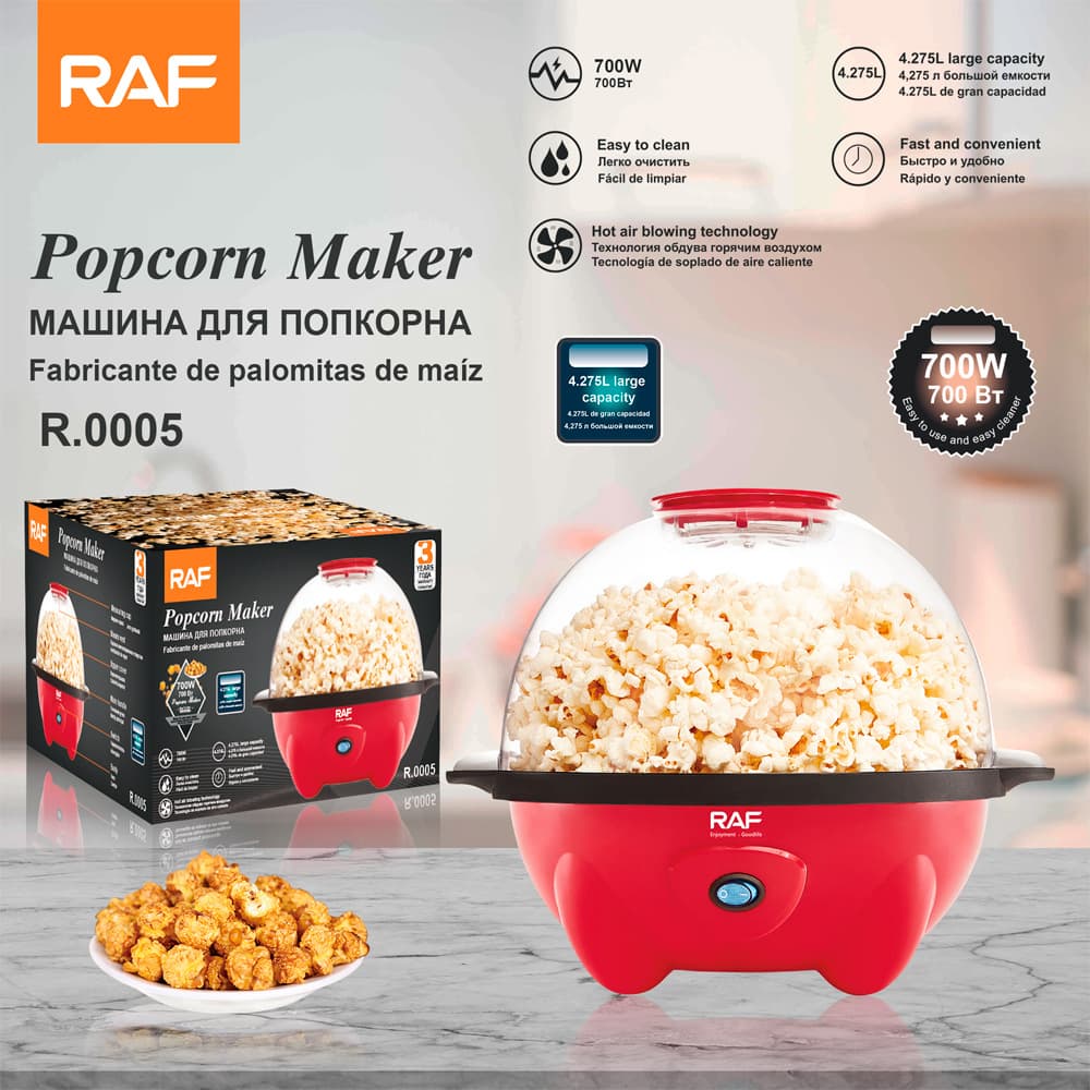 Raf European Standard Household Electric Popcorn Machine, Commercial Fully Automatic Popcorn Maker, Non-Stick Corn Popcorn Maker