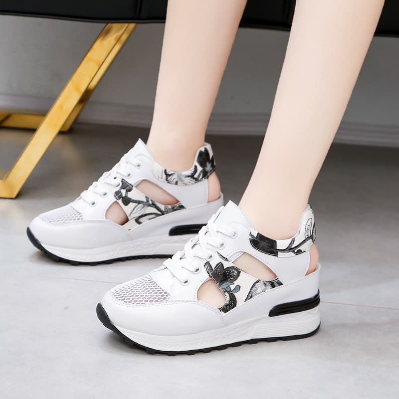 Export Summer New Breathable Fashion Thick Sole Wedge Sandals Women Casual Student Sports Lace-up Sandals Drop Shipping