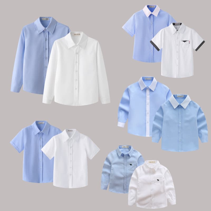 2025 New Boys Long Sleeve Shirt Spring Autumn Children Baby White Shirt Versatile Base Performance Costume School Uniform