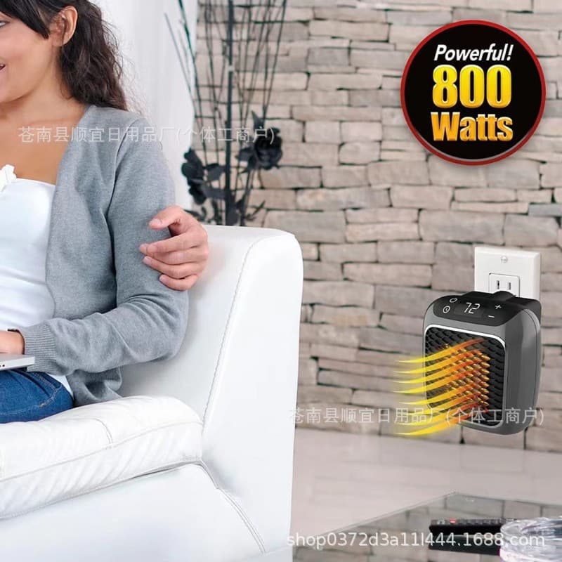 Home Office Portable Heater, Mini Wall-Mounted Black Technology Fan Heater, Energy-Saving and Power-Efficient Bathroom Heater