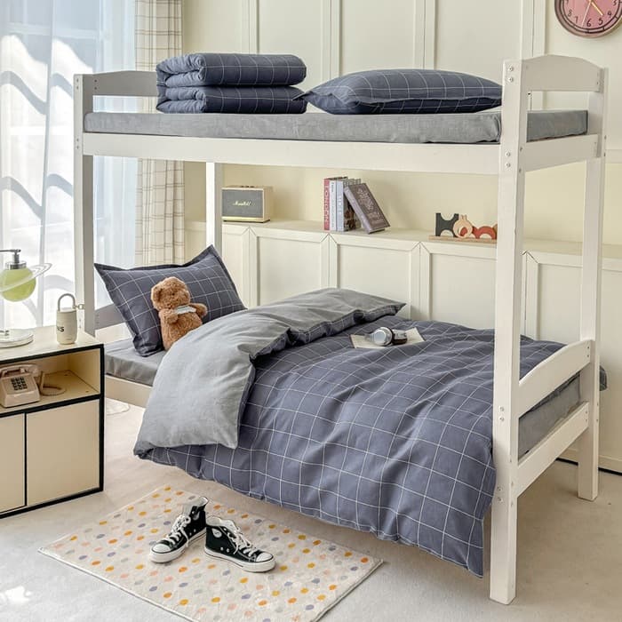 School staff dormitory brushed three-piece set, nursing home, construction site worker bunk bed single bedding six-piece set
