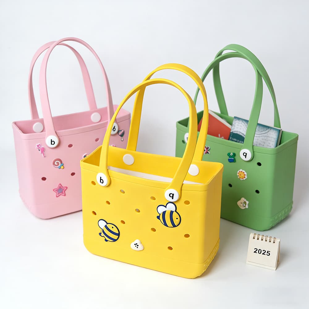 EU-US Cross-Border Hot Selling Women's EVA Beach Bag, Children's Bag, DIY Hole Bag, Lightweight Waterproof Commuter Bag