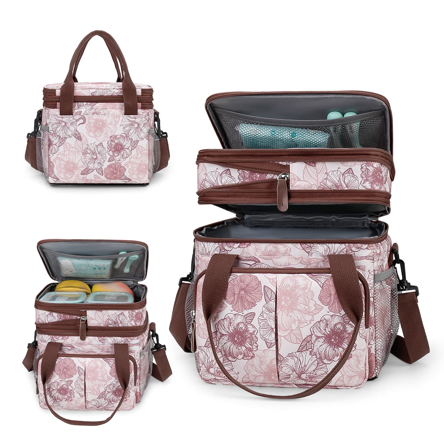Fashionable Printed Multifunctional Lunch Bag, Waterproof Breast Pump Bag, Insulated Handheld Shoulder Picnic Bag