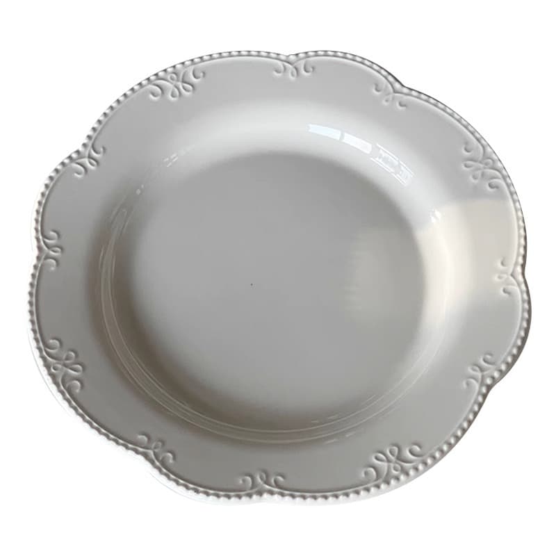 French Ins Vintage Style Premium Embossed Lace White Flat Plate Dessert Plate Cake Plate Breakfast Dish