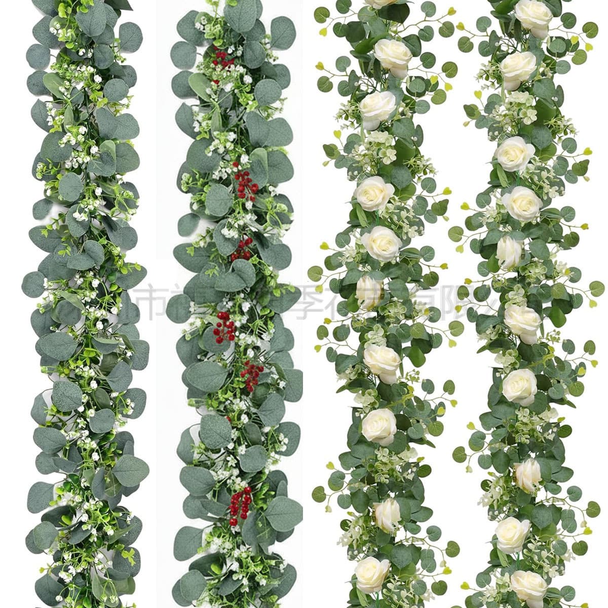 Cross-border artificial rattan, money tree leaves, artificial flowers, green plants, Christmas hanging vines, wreaths, wedding decorations.
