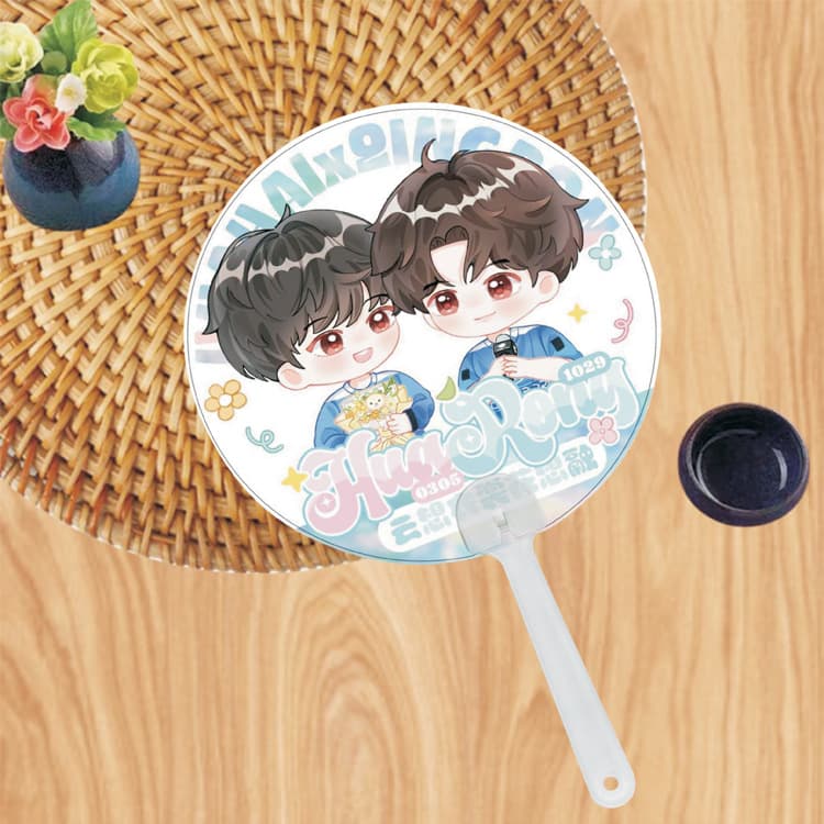 Transparent Fan for Korean Celebrity Fan Support, Custom Single-Sided PVC Character Fan for Advertising