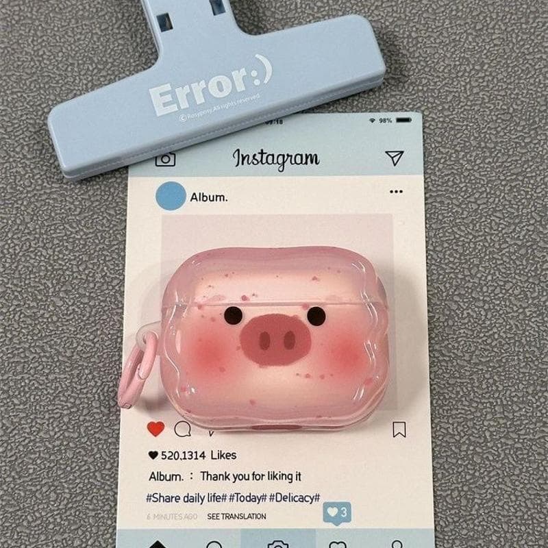 Pink Cute Pig Case Compatible with AirPods Pro 1st/2nd/3rd Gen Bluetooth Protective Cover for Apple 4th Gen Earbuds