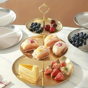 Cross-border High-Quality Stainless Steel Cake Stand for Home Wedding Restaurant Hotel Living Room Christmas Decoration Cupcake Stand