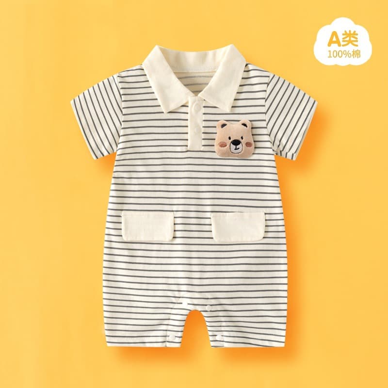 Trendy Baby Jumpsuit Summer Pure Cotton Short-Sleeve Rabbit Outfit Baby Crawling Suit Popular Baby Set Lightweight