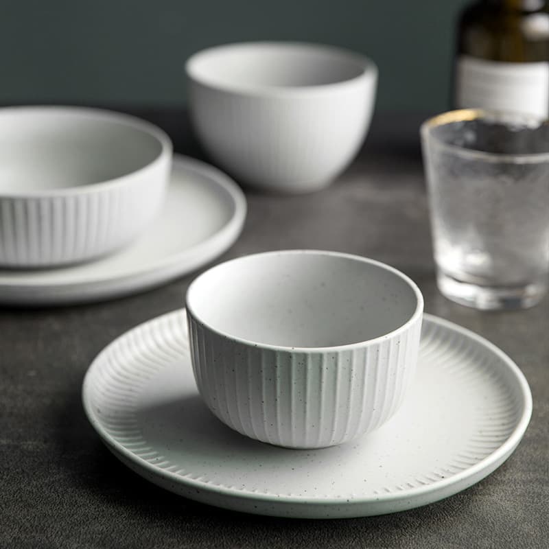 Yijia Tableware Embossed Matte Sesame Dot Glazed Ceramic Dinnerware Starlight Gray Free Shipping Special Offer