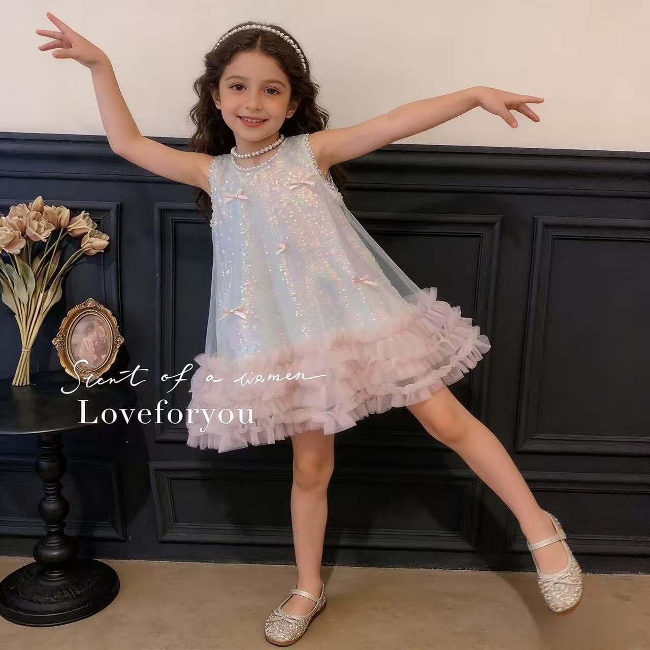 Girls' Summer Dress New: Children's Butterfly Sequin Tank Dress High-End Formal Princess Dress Baby Girl Dress