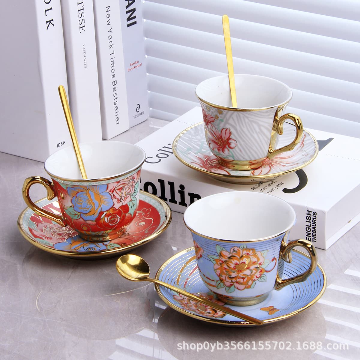 Vintage Coffee Cup Set, French Cup & Saucer, English Afternoon Tea Mug, Ceramic Home Coffee Cup, High Aesthetic