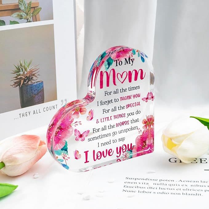 Cross-border mom gift Mother's Day heart-shaped acrylic building blocks gift for mom birthday Christmas