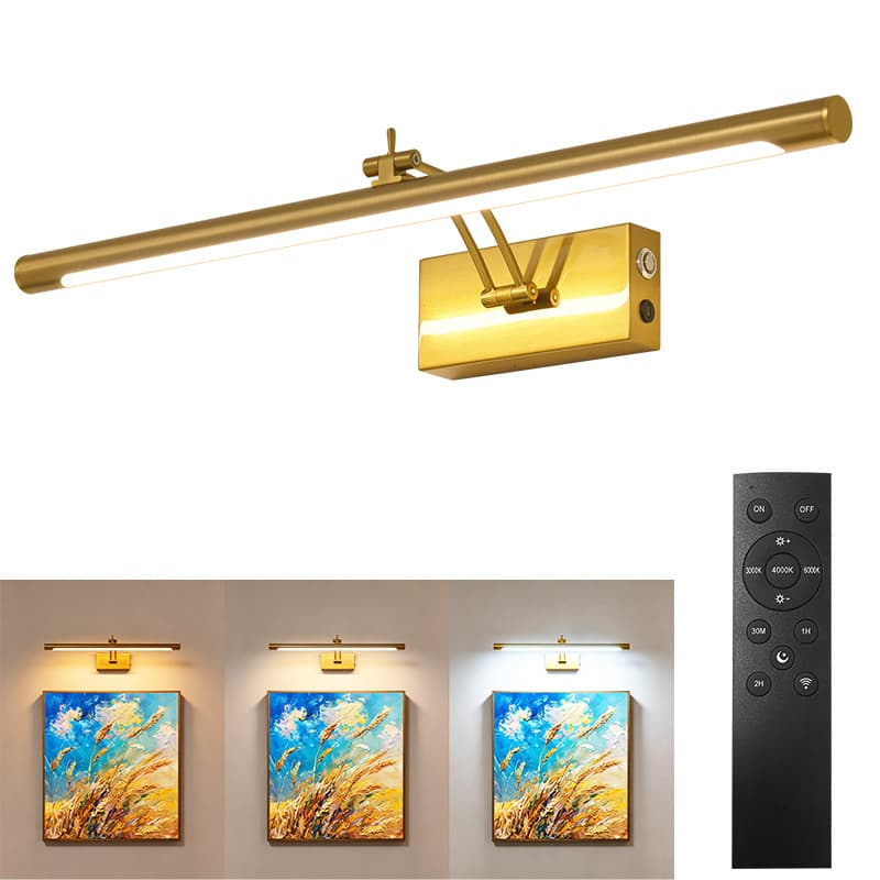 No-Wiring Rechargeable Mirror Light Dimmable LED Picture Light for Bathroom Vanity Makeup Mirror Long Strip Charging Wall Light