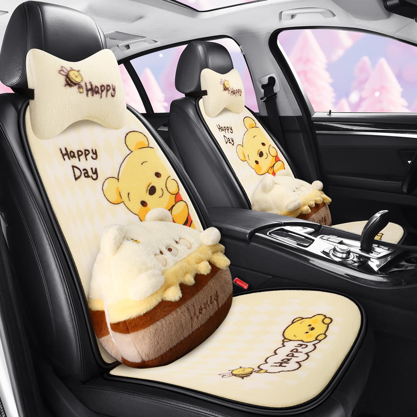 S024 Plush Bee Nini Winter Warm Car Seat Cushion Car Seat Cushion Cartoon Cute Plush Car Seat Cover