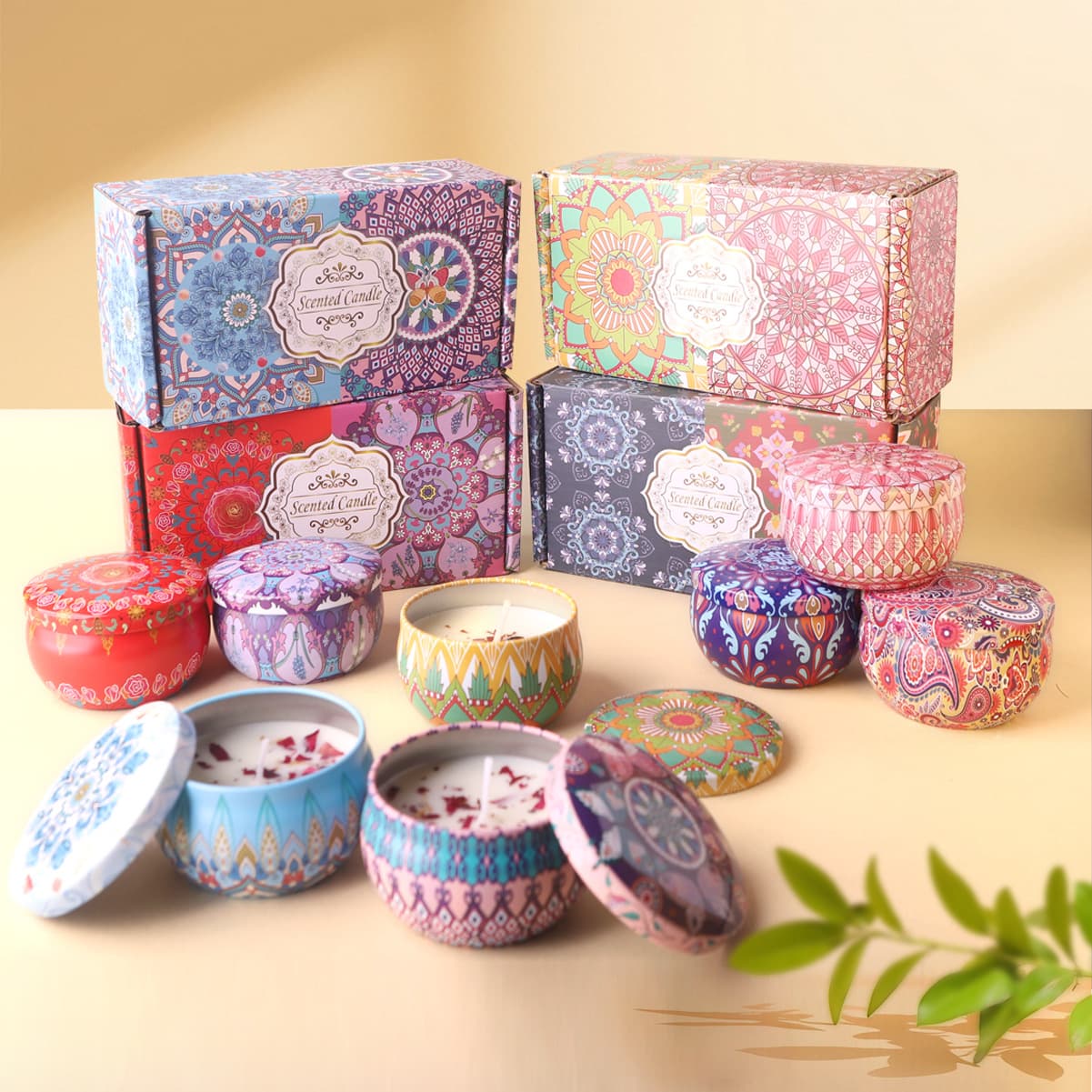 2-Pack Gift Box Soy Wax Dried Flower Scented Candle Birthday Gift Companion Flower Aromatherapy Fragrance