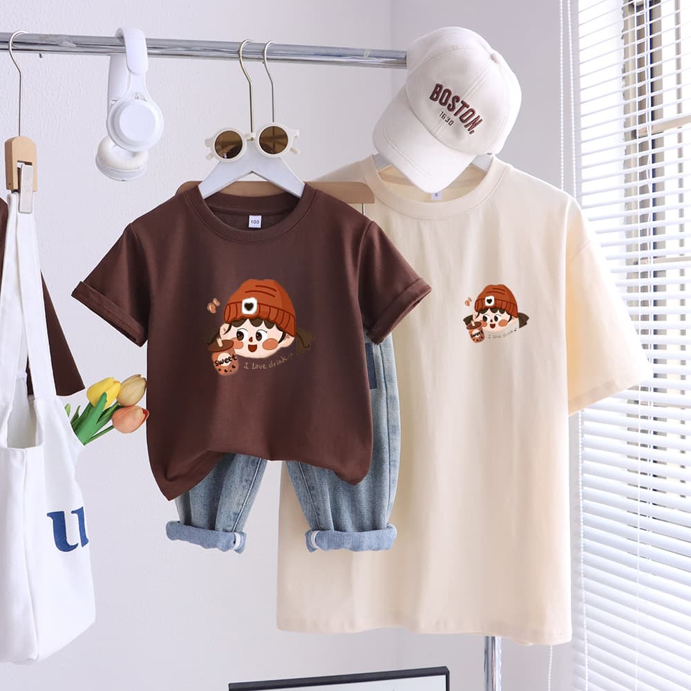 2026 parent-child wear high-end short-sleeved T-shirts for a family of three or four photo clothes ins Korean version mother-child mother-daughter baby