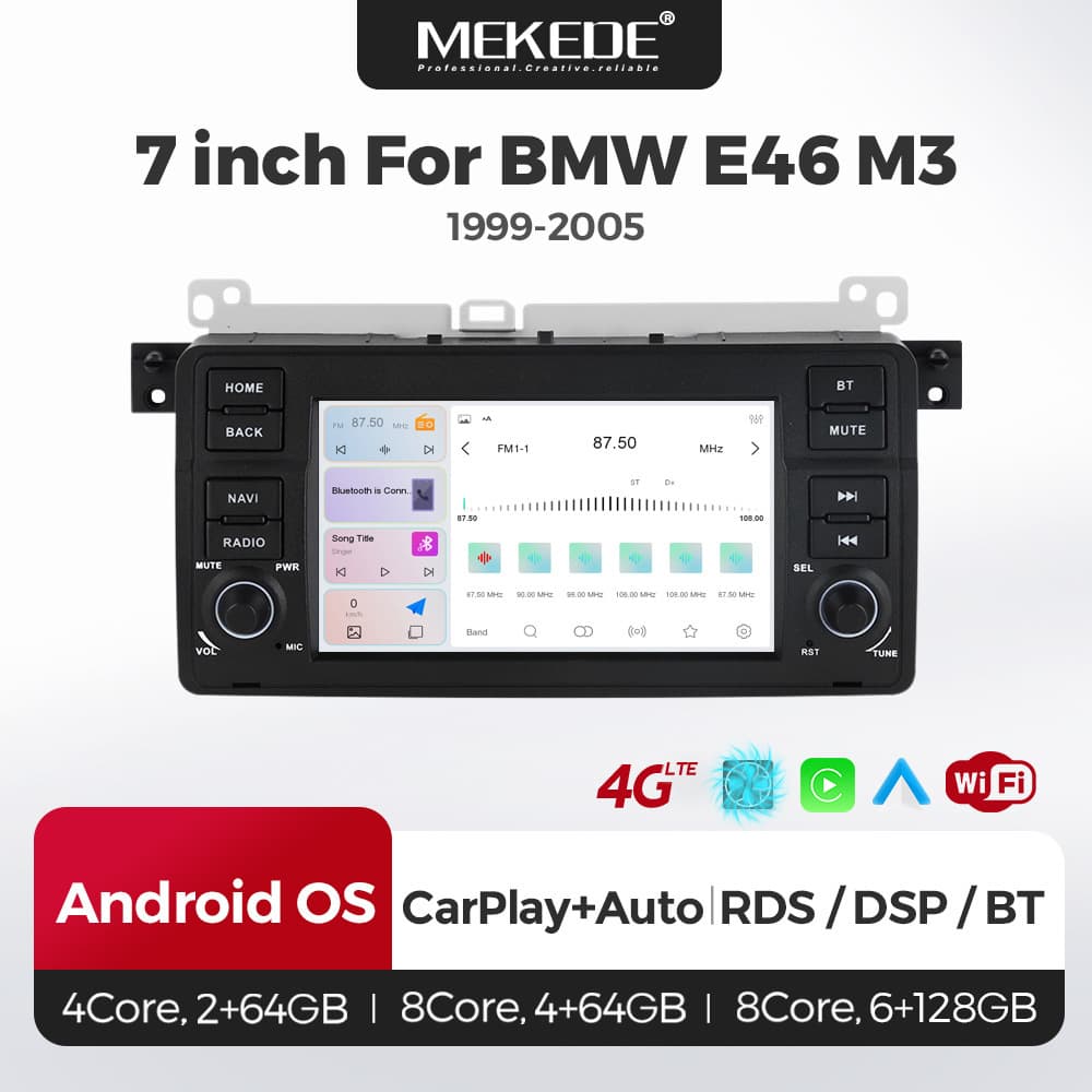 Compatible with BMW E46 M3 98-05 Model 7-Inch Android Large Screen Central Control Navigation Radio Button Dedicated Unit
