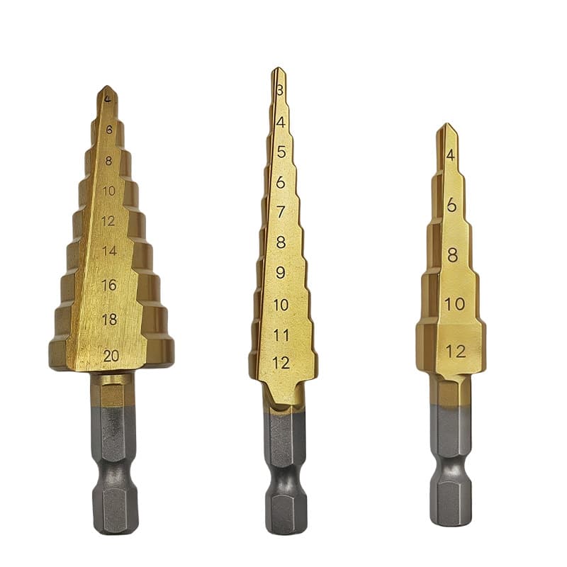 Cross-border Hex Shank Titanium Coated Step Drill 3-12/4-12/4-20mm Small Three-Piece Set Step Drill Bit Set
