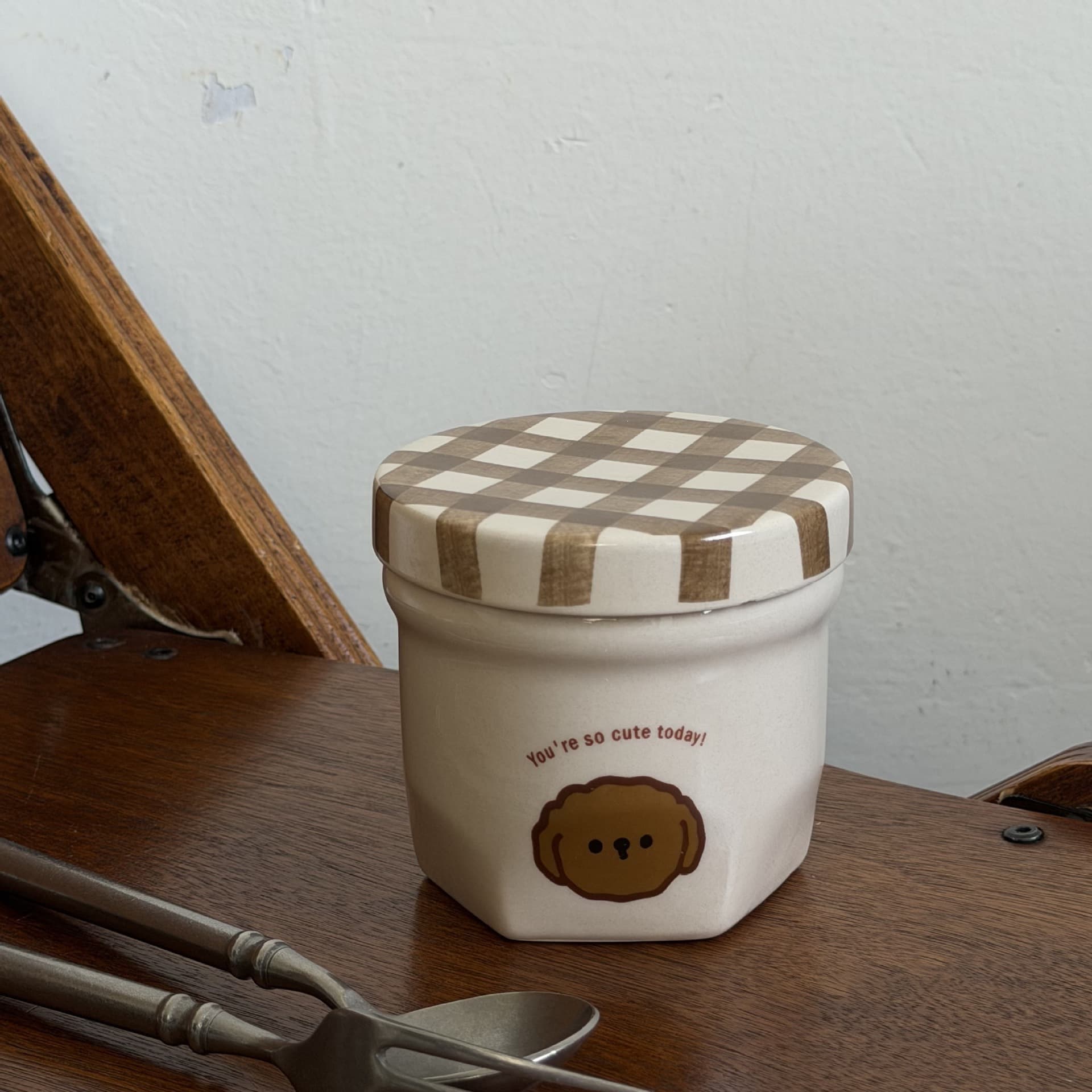 Korean-style Puppy Ceramic Lid Jar, Ins-style Dessert Jar, Coffee Cup, Home Storage Jar, Baby Food Jar, Aroma Jar