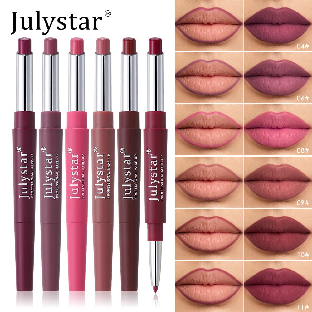 European and American Cross-border Beauty Rotating Dual-ended Lip Liner Pencil Long-lasting Brightening Makeup In Stock