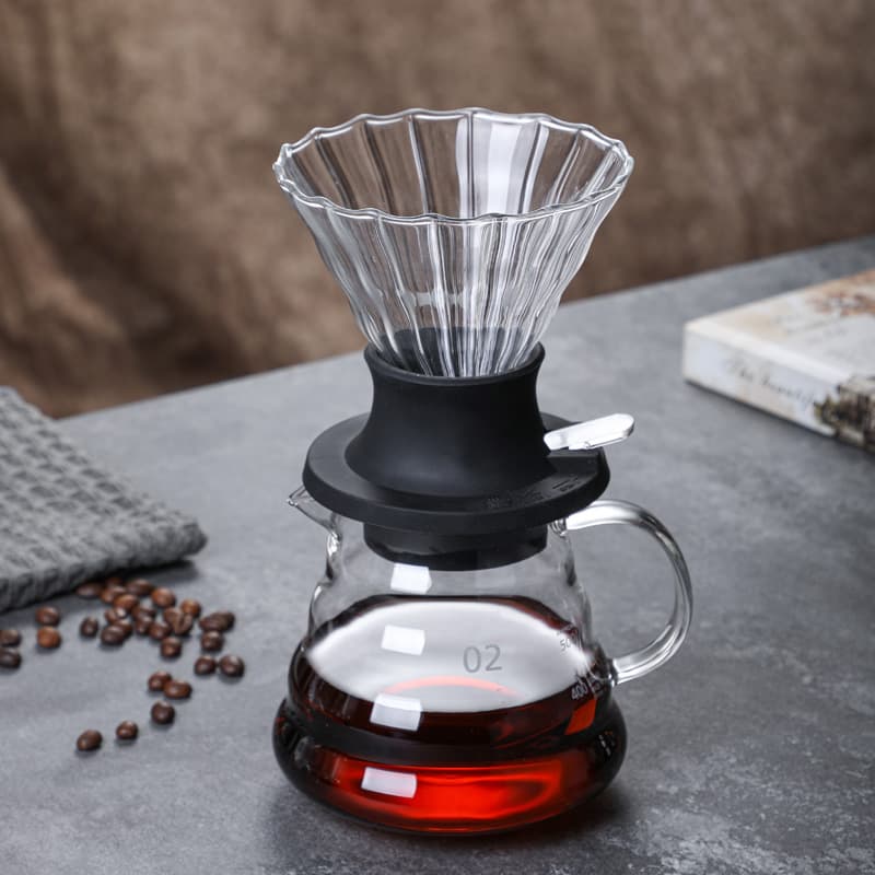 Hand-brewed coffee pot smart cup with switch Japanese-style household glass silicone immersion drip coffee appliance