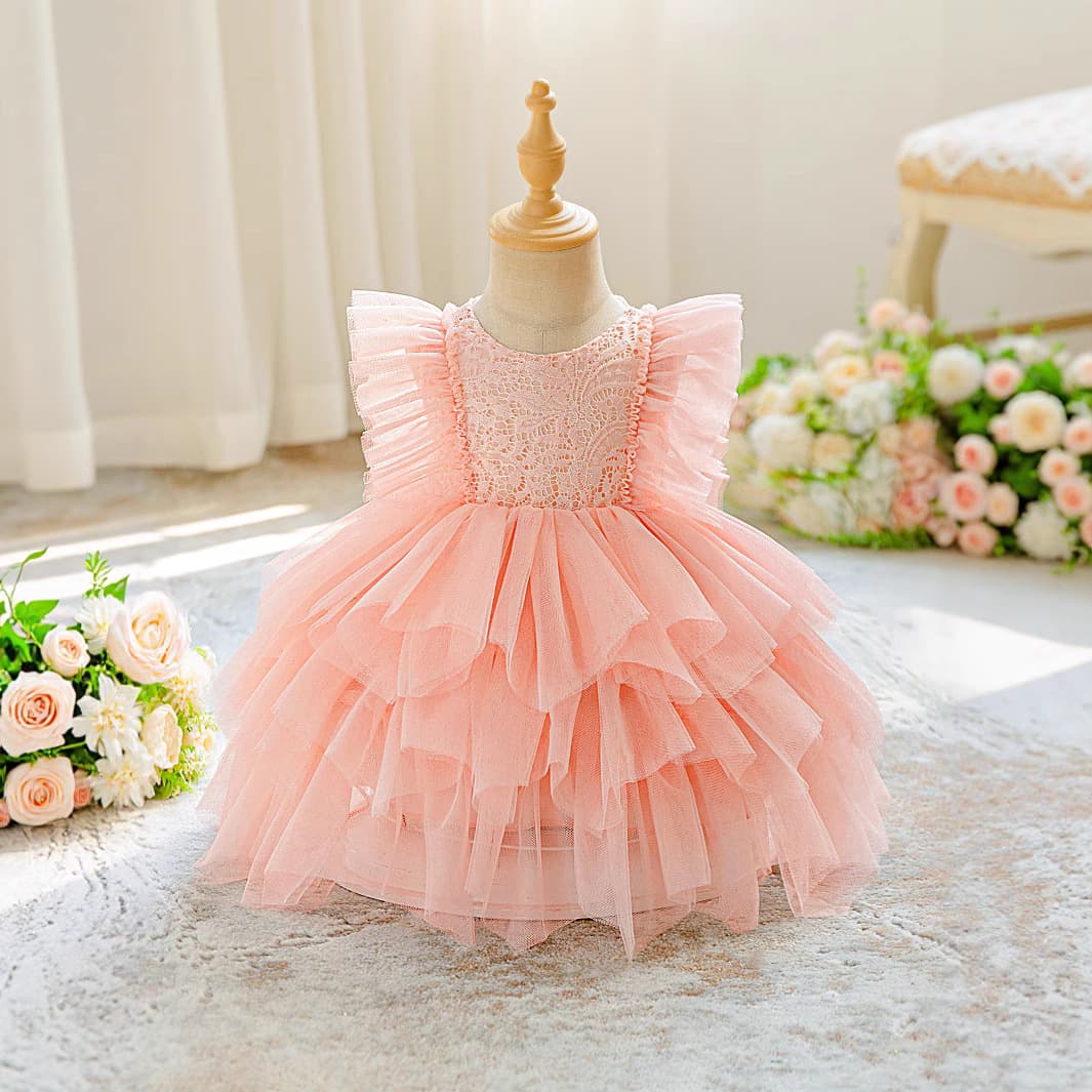 2026 spring and summer children's dress princess dress tutu skirt flower girl little girl party dress baby one-year-old shower dress