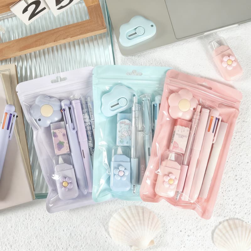 Cross-border Hot-selling Cute Stationery Set 7-Piece Set of High-looking Student Small Study Stationery Reward Gifts and Souvenirs