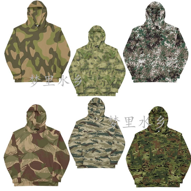 Cross-border 2024 new camouflage pattern 3D digital printing hooded sweatshirt trend