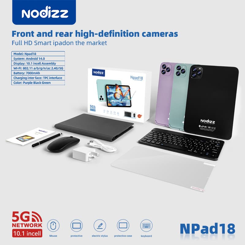 Cross-border Hot-Selling 10.1-inch Android Tablet with HD IPS Full Screen, Wi-Fi + SIM Calling Npad18