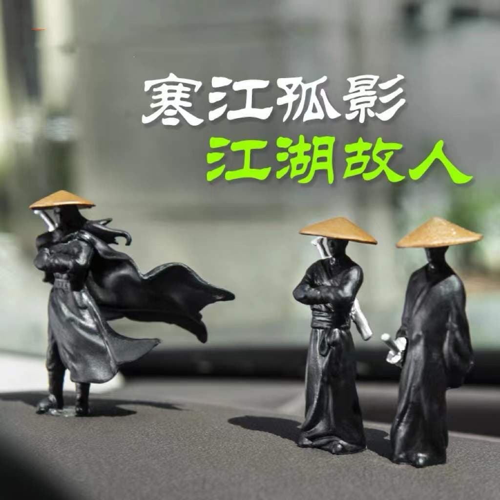Ancient Chinese style knight car screen ornaments car central control display car cartoon swordsman rearview mirror decoration