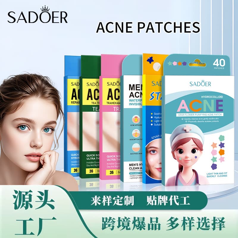 All-English Star Flower Shaped Hydrocolloid Acne Patch Invisible Pimple Patch for Blackheads and Acne Facial Blemish Care
