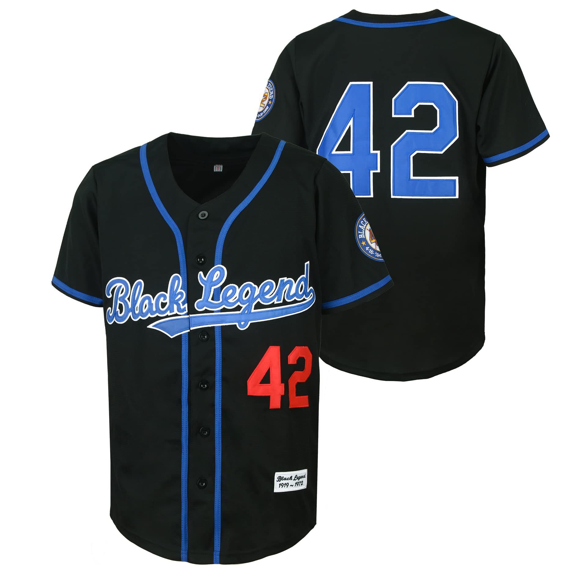 Embroidered US Size In Stock Cross-border No. 42 Black Hip-Hop Vintage Jersey American Plus Size Baseball Shirt