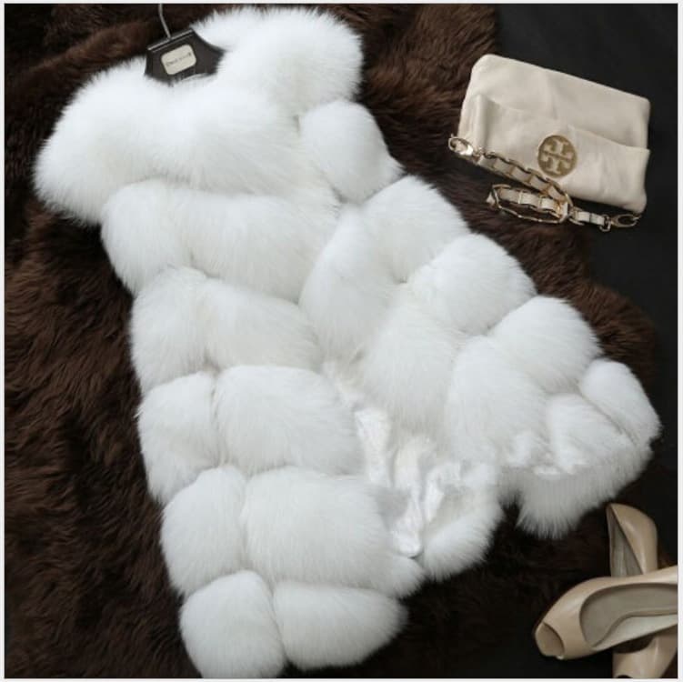 2025 Patchwork Autumn/Winter Faux Fox Fur Vest Women's Mink Fur Coat with Fur Lining