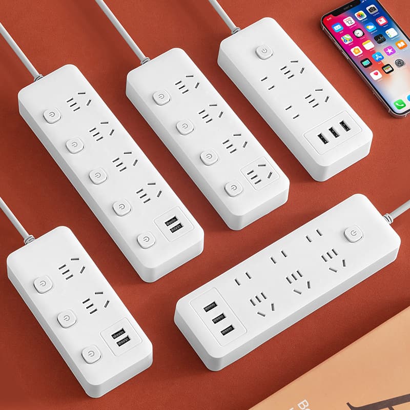 Smart Power Strip with Long Cord, Multi-Outlet Extension Socket with USB, for Home and Office Use