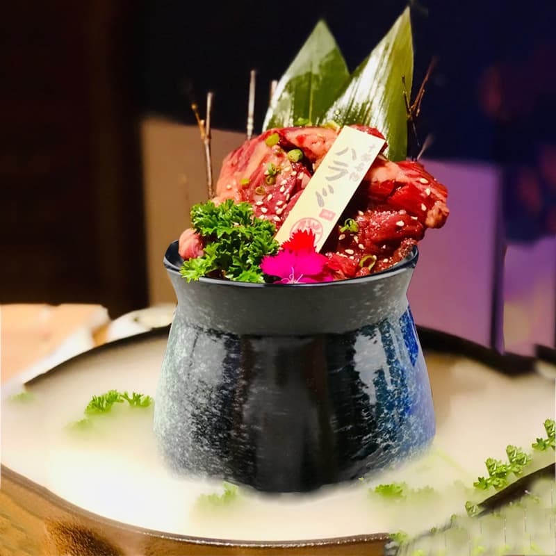Export Factory Japanese Korean Style Hot Pot BBQ Meat Restaurant Beef Rib Sauce Beef Ceramic Jar Skewer Bucket Bamboo Skewer Jar