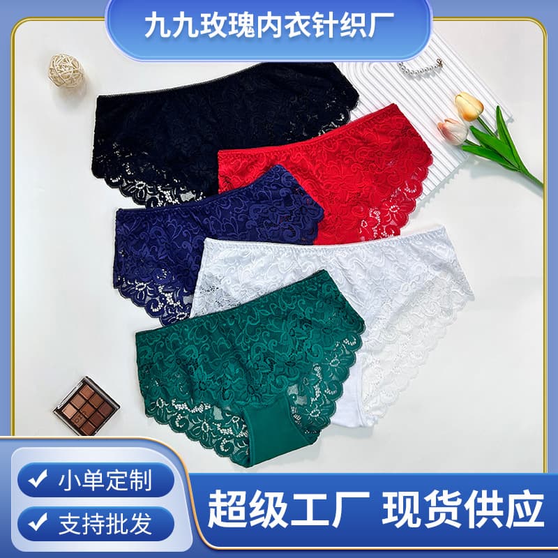 Russian Size In Stock Pure Cotton Women's Panties Large Size Sexy Cotton Lace Bright Color Pure Cotton Panties
