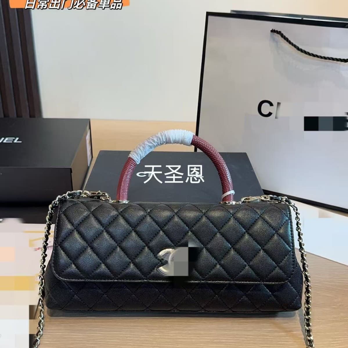 Hong Kong Genuine Leather Quilted Handbag Women 2025 New Fashion Premium Texture Shoulder Crossbody Chain Square Bag