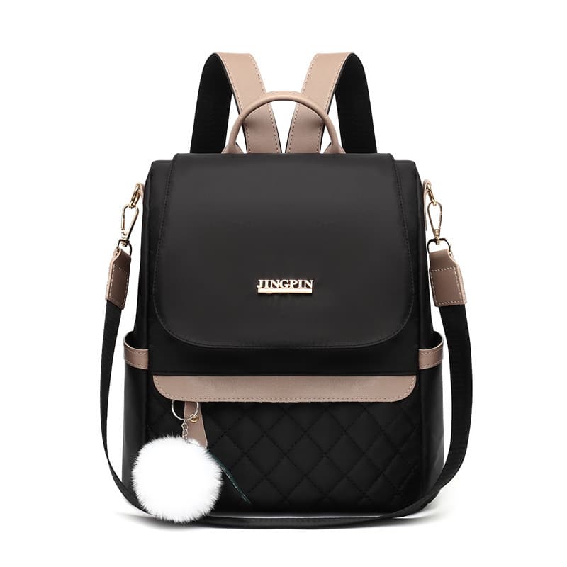 2025 New Fashion Korean Style Oxford Cloth Backpack Crossbody Handheld Simple Diamond Pattern Travel Casual Women's Backpack