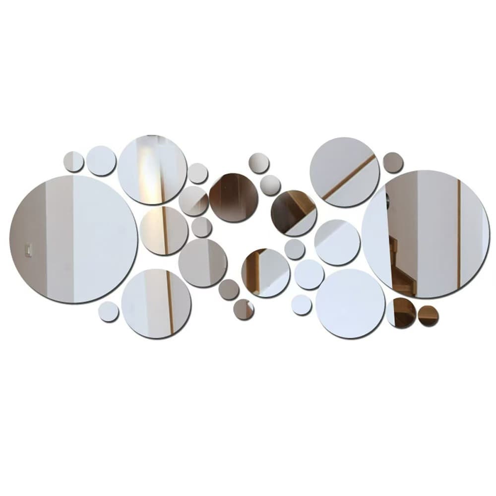 Acrylic Round Mirror Wall Sticker 3D Stereo Circle Mirror Sticker Large 15cm Each Set 32 and 26 Pieces Styles