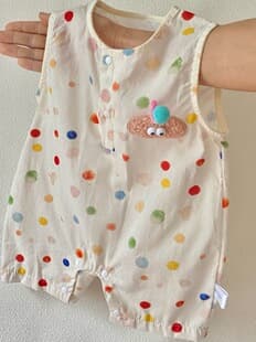 Baby Boy Girl Summer Thin Cute Colorful Dot Sleeveless Romper Onesie Bodysuit Full Moon Hundred Days
