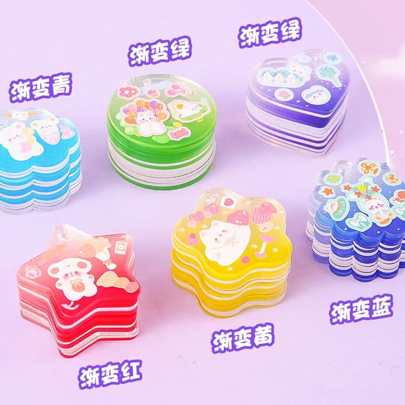 Guka Blind Box Transparent Glitter Gradient Keychain Pendant Guka Disc Creative DIY Guka Guka Disc Set