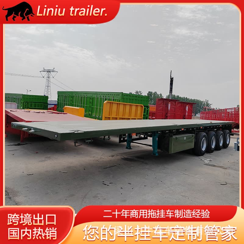 Manufacturer supply container transport flatbed vehicle 13m pure flatbed general cargo container dual-use flatbed semi-trailer