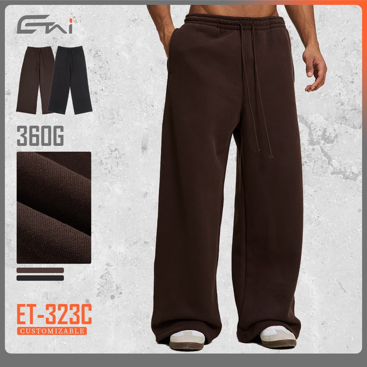 ETAI Men's Clothing | Relaxed Loose Heavyweight Wide-Leg Sweatpants Men's Streetwear Fall Bottoms Men's Casual Pants