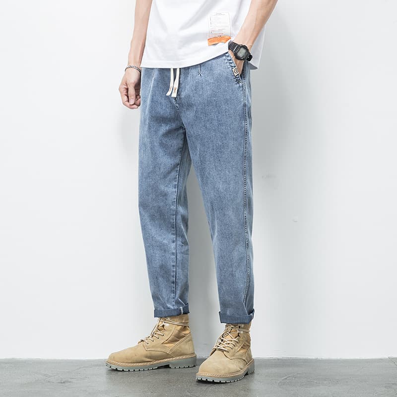 6321|Plus Size Men's Jeans 2023 Spring/Summer New Silk-Cotton Harem Pants Simple Ankle Jeans